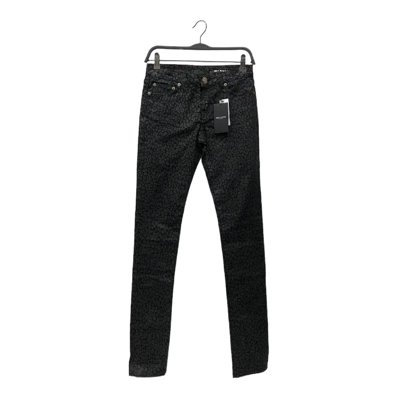 SAINT LAURENT/Skinny Pants/25/Animal Pattern/Denim/BLK/