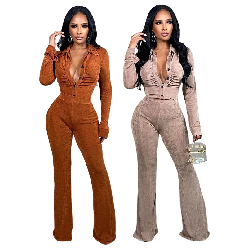 Coldker Autumn Winter Women Outdoor Casual Sports Solid Velvet Two Piece Set Top and  Pants Tracksuit Sweatsuit Outfits