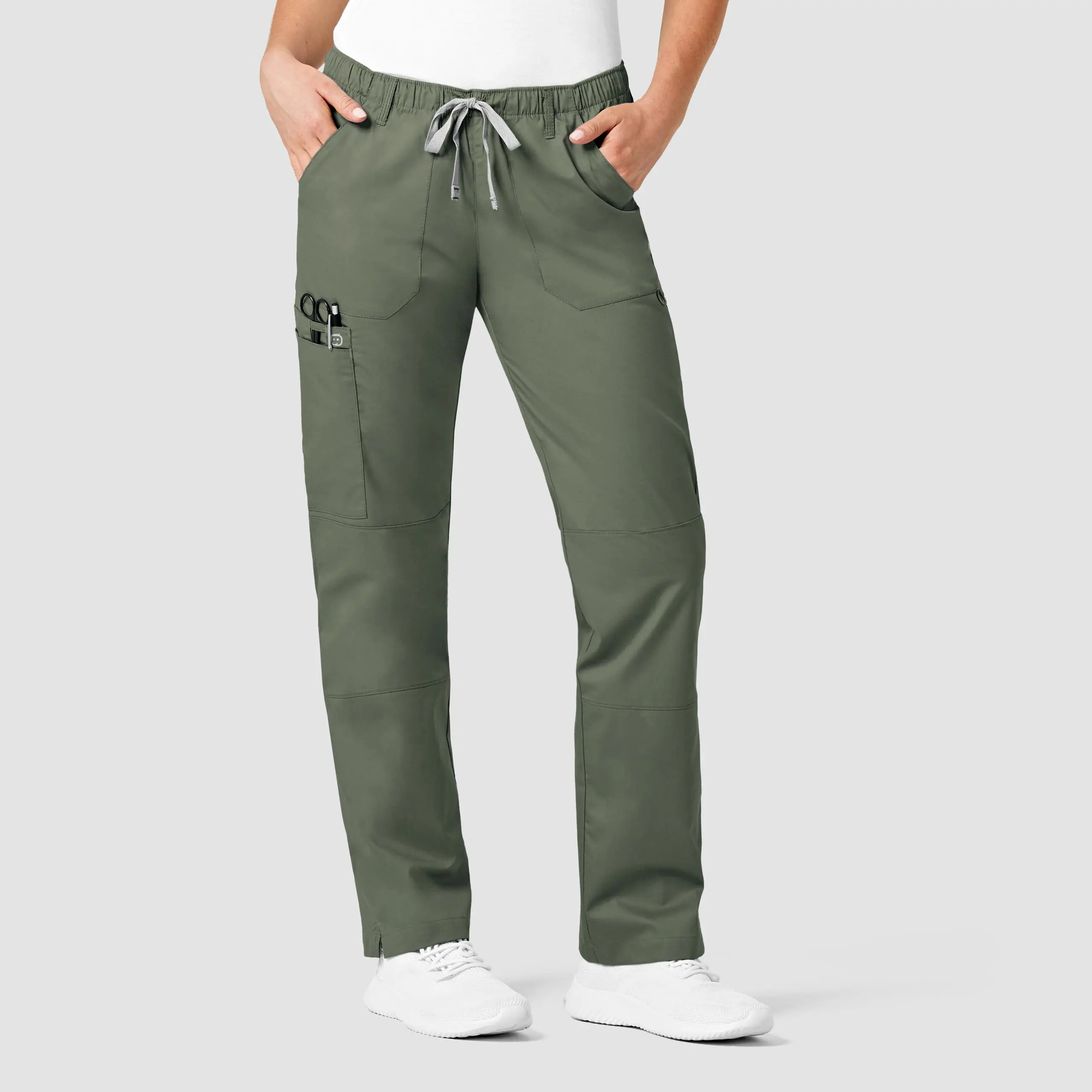 Wink Women's Straight Leg Cargo Scrub Pant - Olive