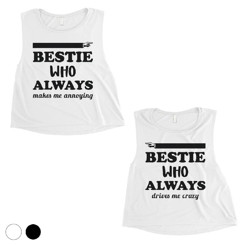 Bestie Always Womens Cute Crop Tank Tops Funny BFF Matching Tops