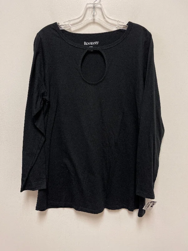 Black Top Long Sleeve Basic Roamans, Size Xl