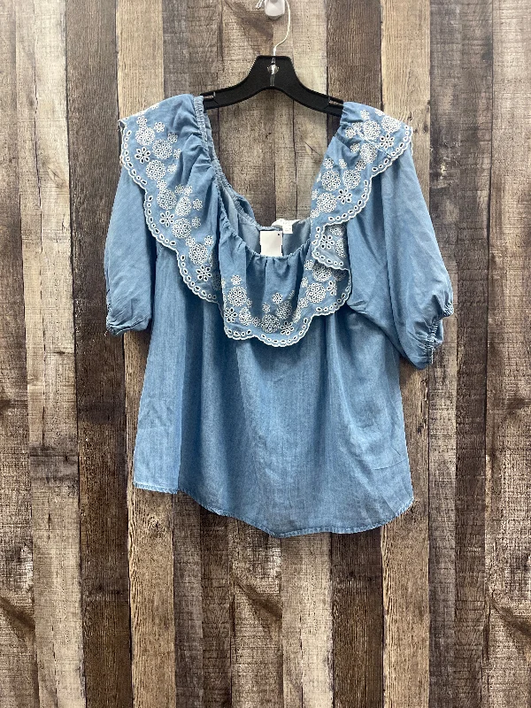 Blue Top Short Sleeve Time And Tru, Size L