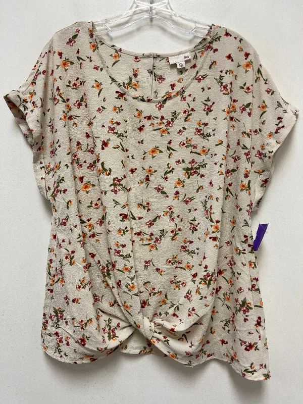 Floral Print Top Short Sleeve So, Size 2x