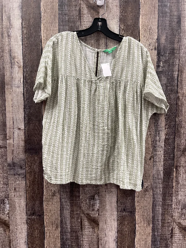 Green & White Top Short Sleeve Dip, Size L