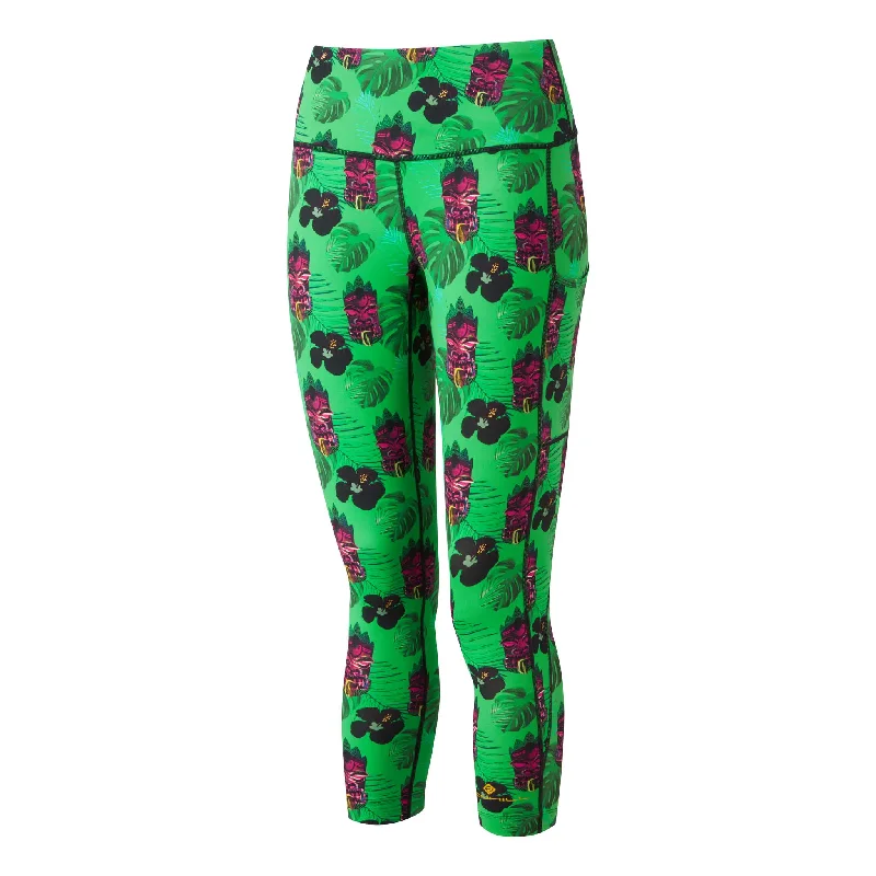 Ronhill | Women's Life Crop Tight - Bright Green Hibiscus